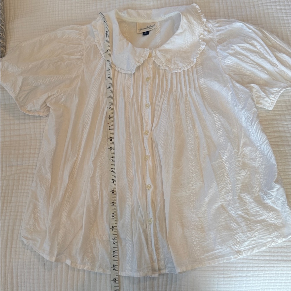 Universal Thread White Eyelet Ruffled Collar Blou… - image 3